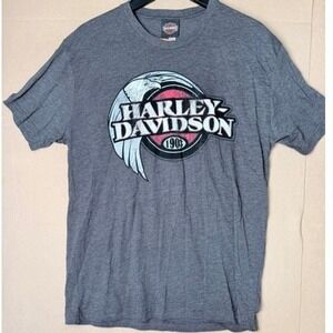 Harley Davidson Sauk Prairie WI Mens L Gray Eagle Graphic T Shirt